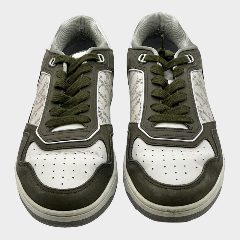 DIOR men's green and white logo print oblique B27 trainers