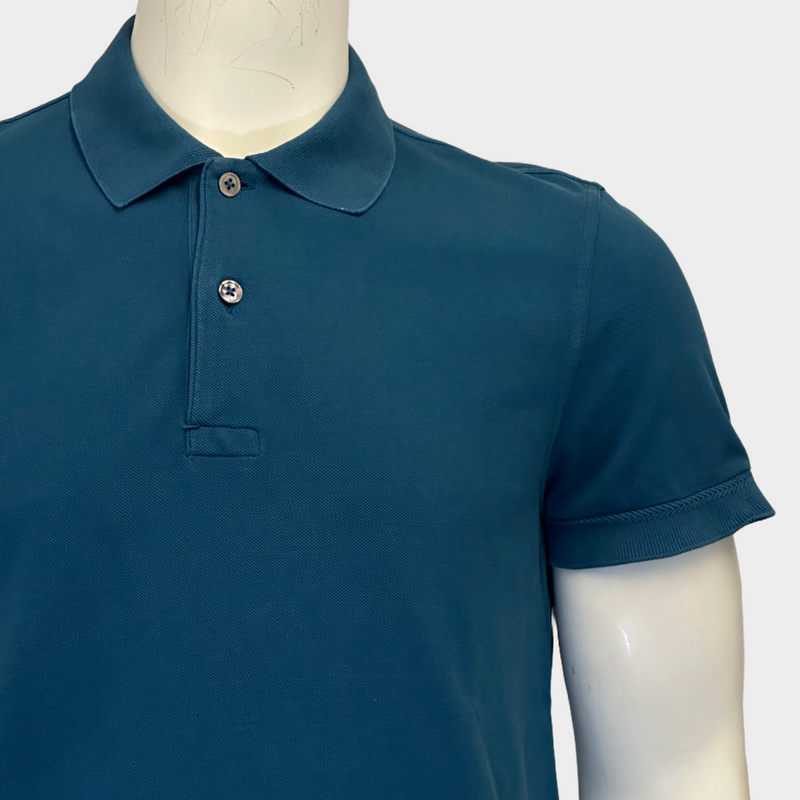 Tom Ford men's blue cotton short sleeved polo shirt