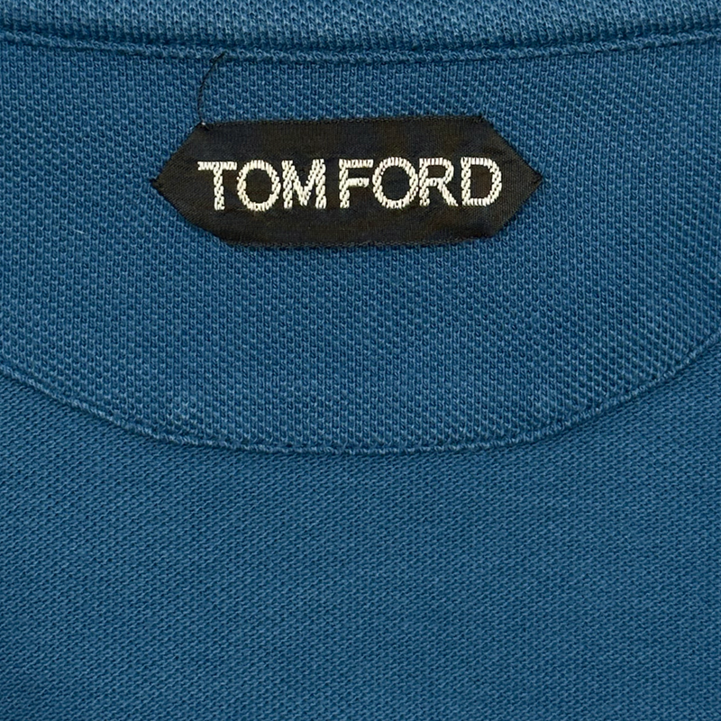 Tom Ford men's blue cotton short sleeved polo shirt