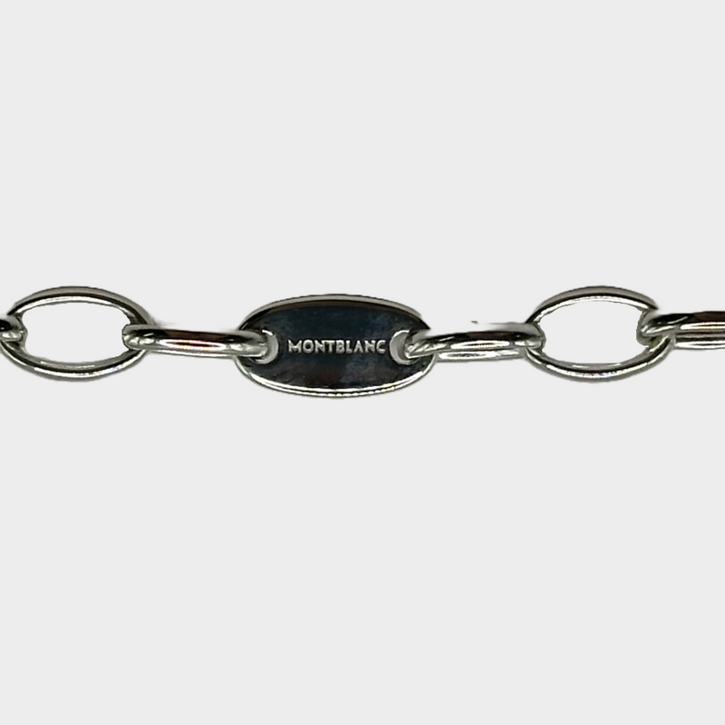 Mont Blanc women's silver and mother of pearl lock key chain bracelet