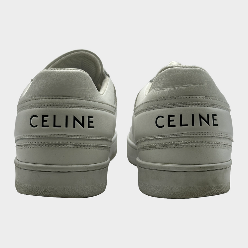 Celine women's white leather logo trainers