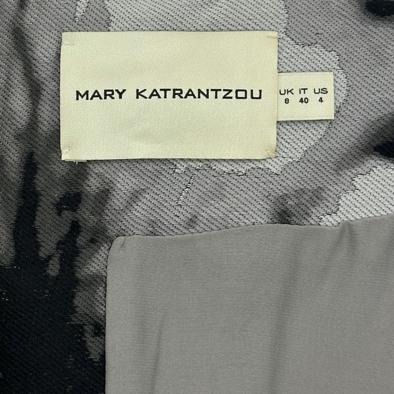 MARY KATRANTZOU grey and black print jacquard bustier dress