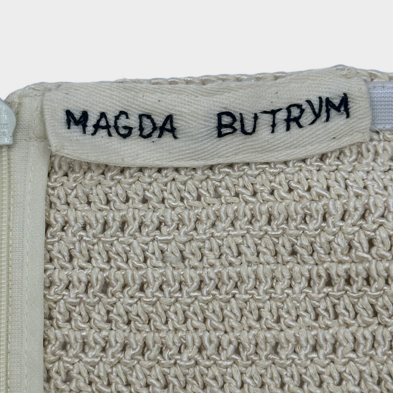 Magda Butrym beige knitted cotton midi skirt with a frill