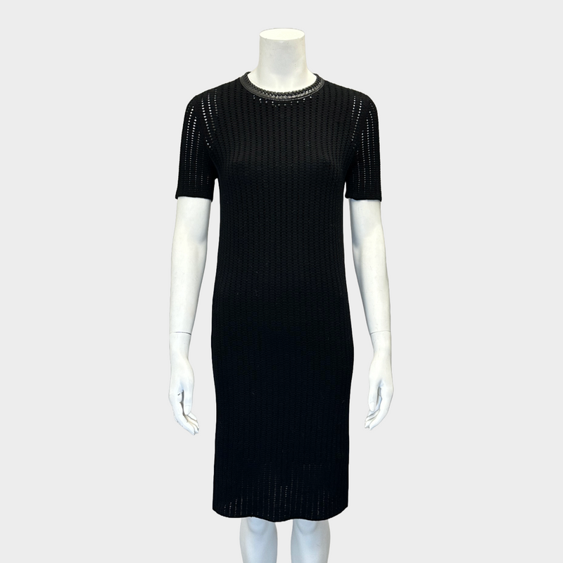 Louis Vuitton black knitted perforated effect dress