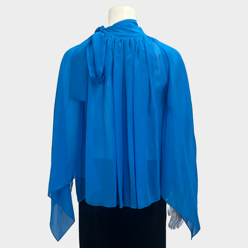 Antonio Berardi women's blue chiffon blouse with a bow at the neck