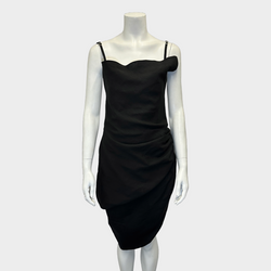 Jacquemus black linen draped asymmetrical dress with open back