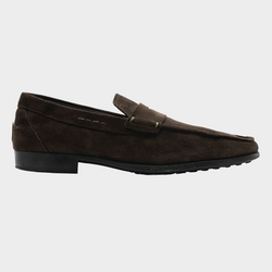 TOD'S men's brown suede loafers