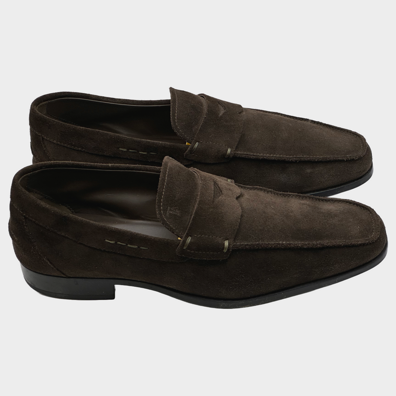 TOD'S men's brown suede loafers