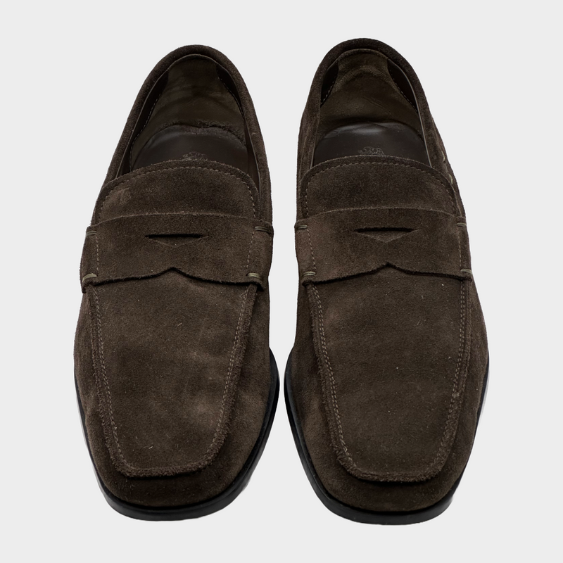 TOD'S men's brown suede loafers