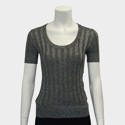 Missoni women's silver metallic knitted short sleeved top