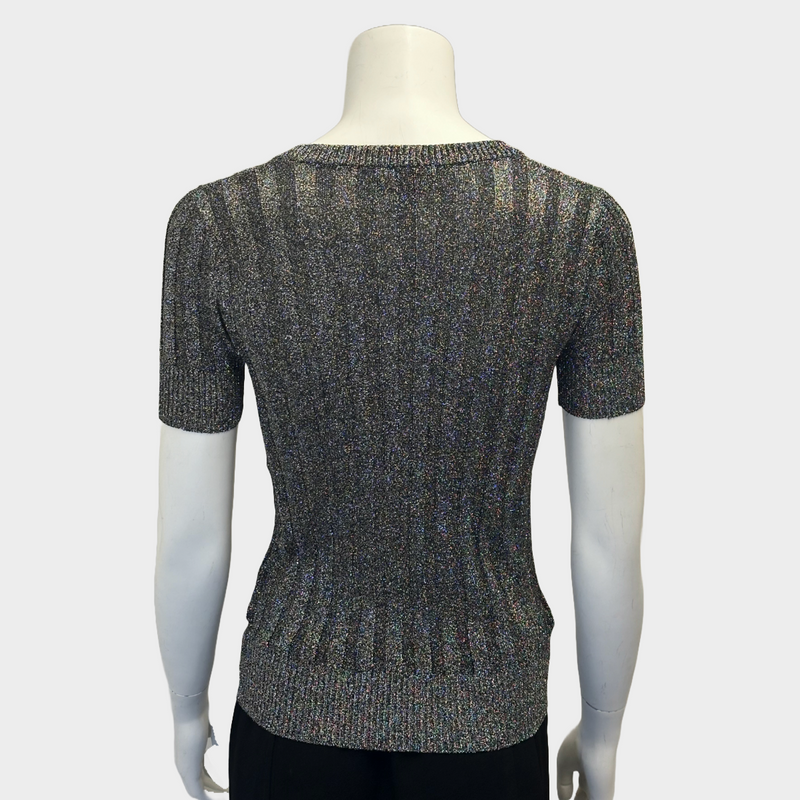 Missoni women's silver metallic knitted short sleeved top