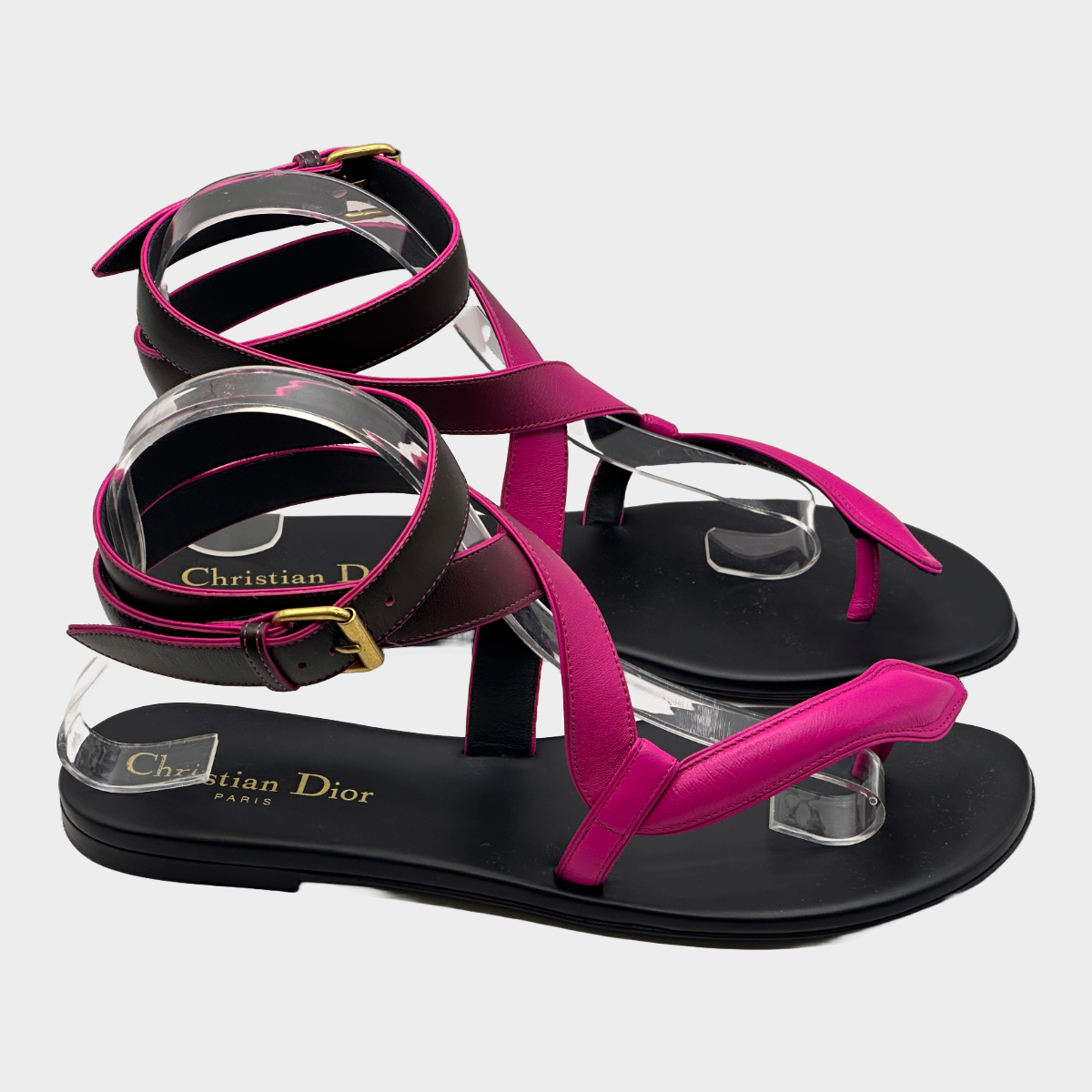 Christian Dior black and pink leather Poison-D Thong sandals – Loop  Generation