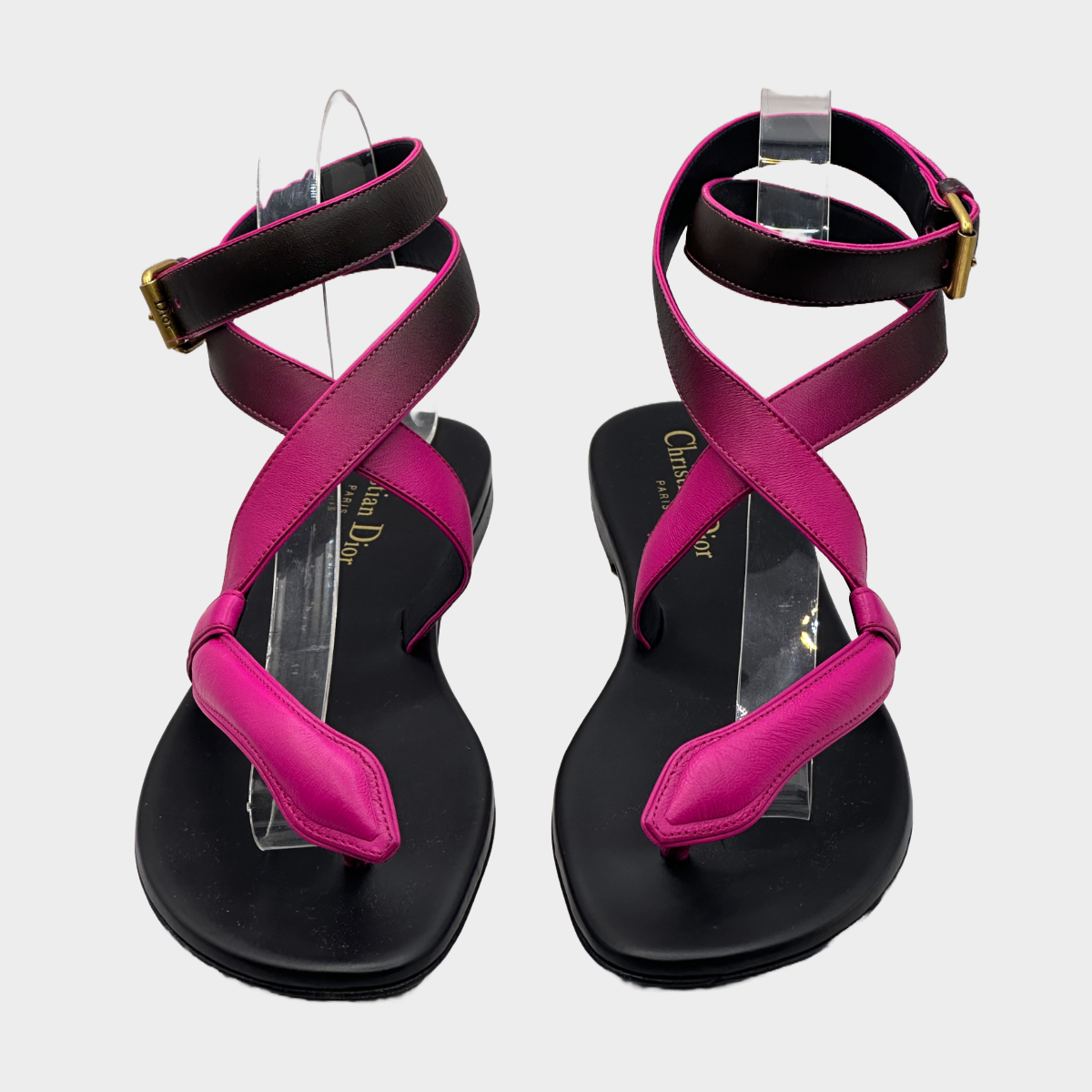 Christian Dior black and pink leather Poison-D Thong sandals – Loop  Generation