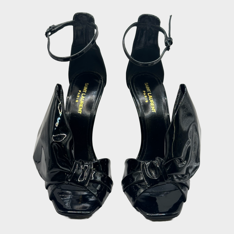 Saint Laurent black patent leather Freja Bow heels