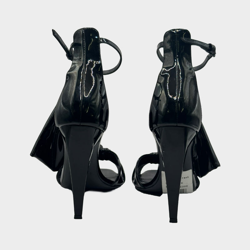 Saint Laurent black patent leather Freja Bow heels