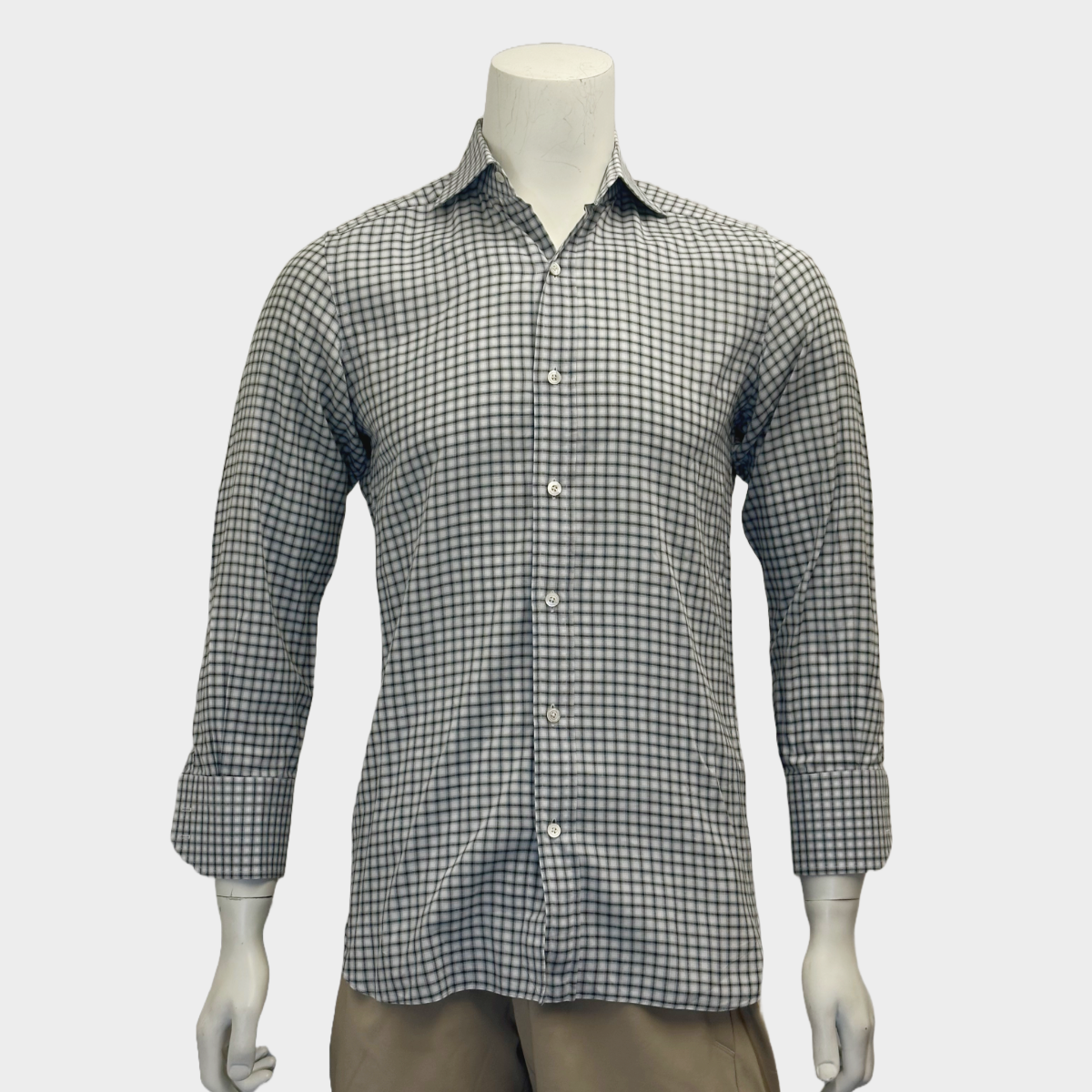 Black and white check shirt mens best sale