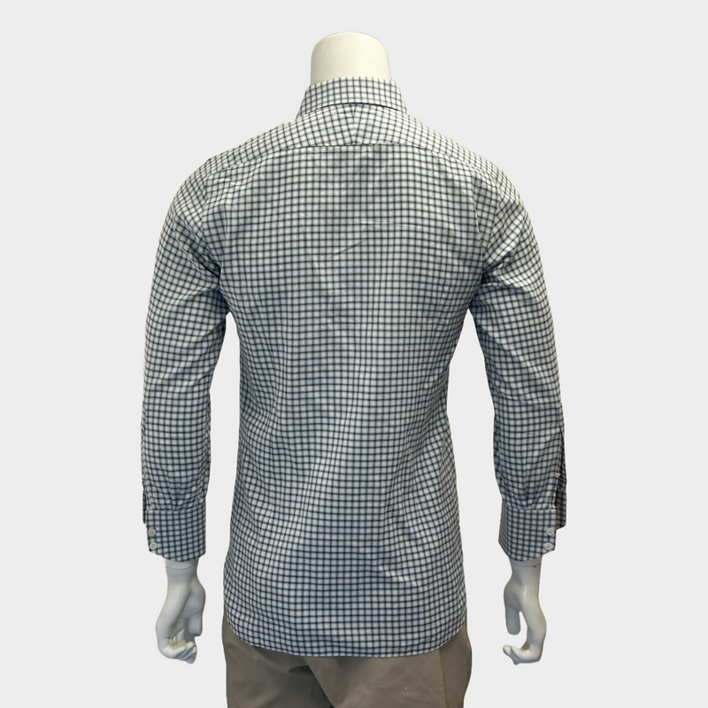 Tom ford men's black and white checkered cotton shirt