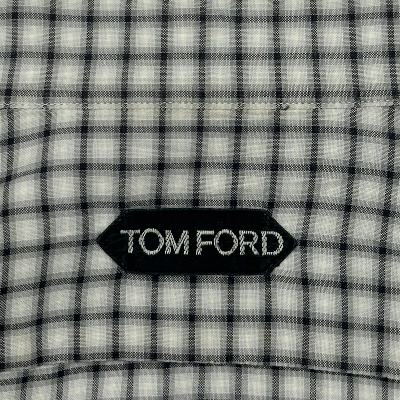 Tom ford men's black and white checkered cotton shirt