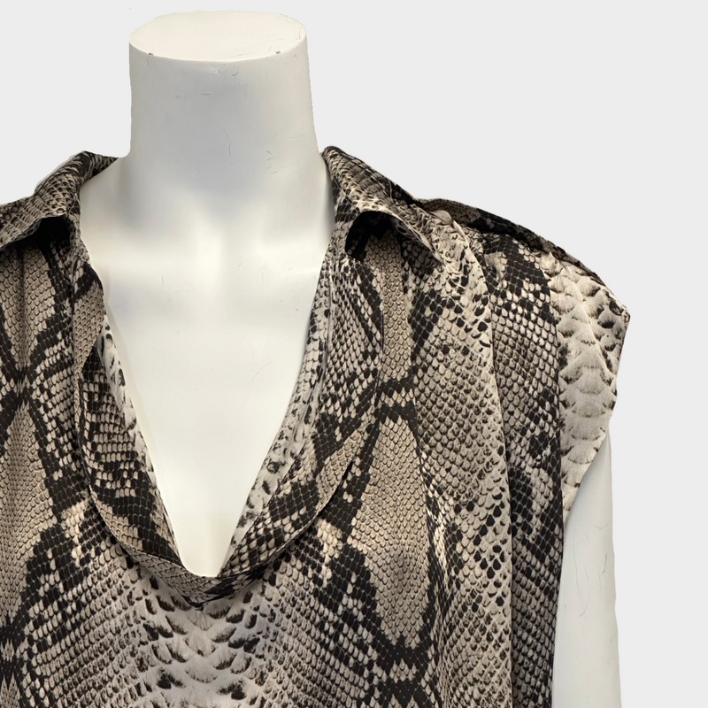 Lanvin brown snake print silk belted dress