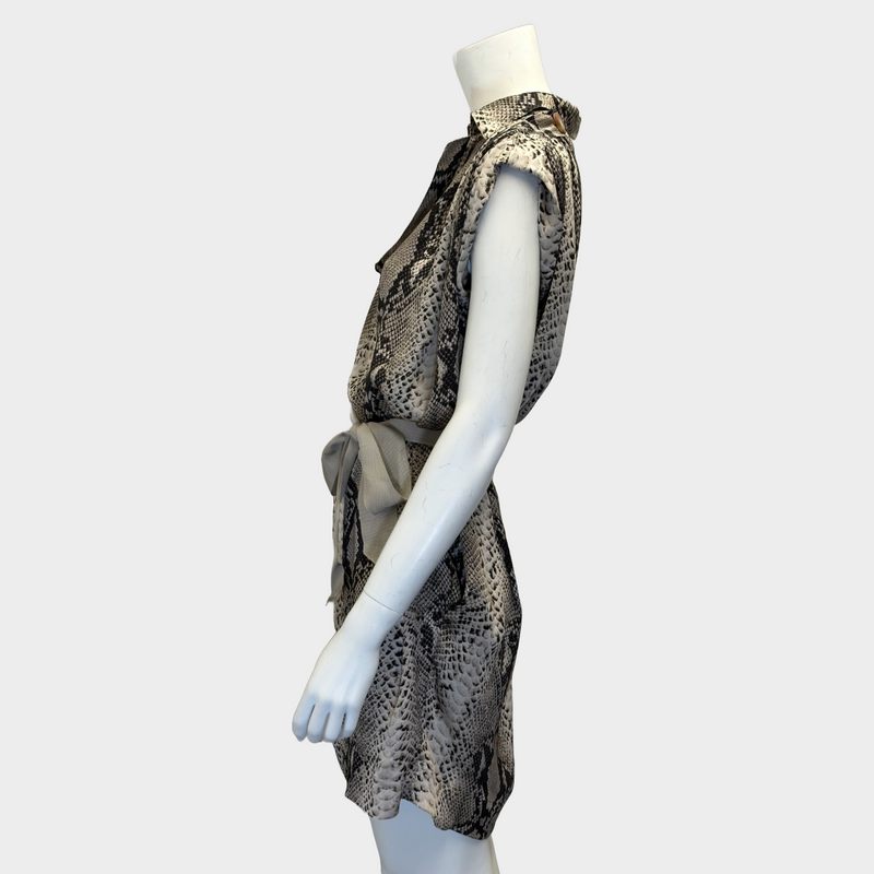 Lanvin brown snake print silk belted dress