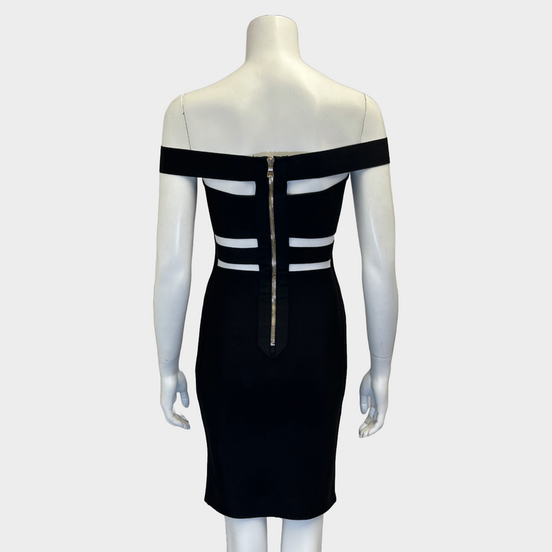 Balmain black knitted striped sleeveless dress