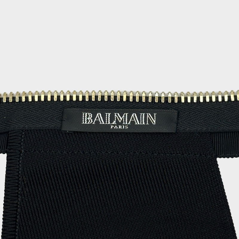 Balmain black knitted striped sleeveless dress