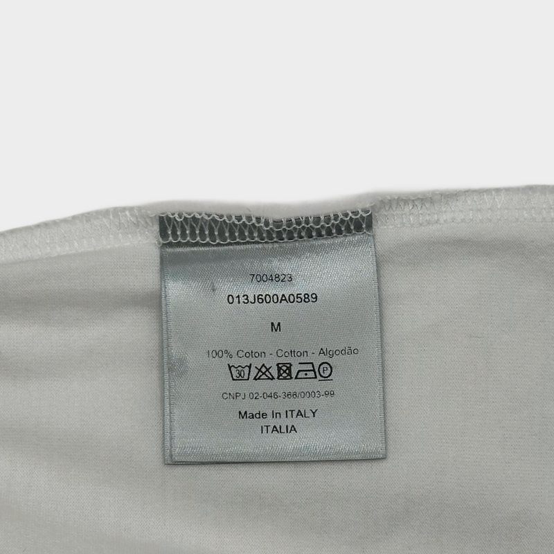 Christian Dior men's white cotton logo embroidery t-shirt