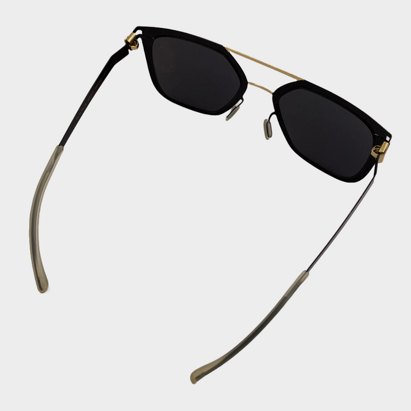 Mykita men's black metal aviator sunglasses with rubber sides