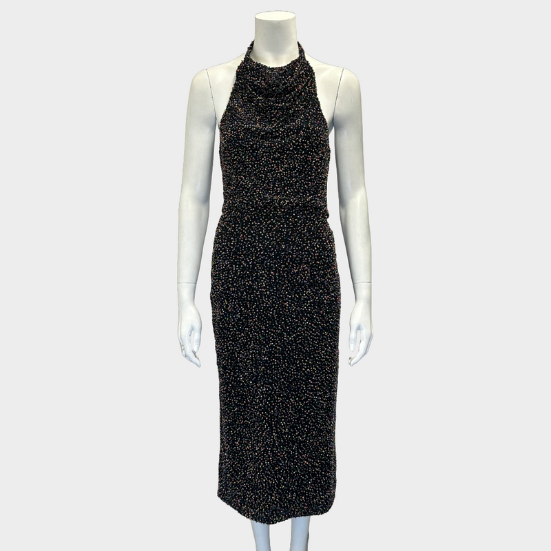 Cushnie Et Ochs black and multicoloured cotton beaded dress