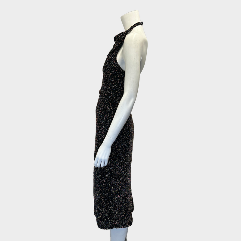 Cushnie Et Ochs black and multicoloured cotton beaded dress