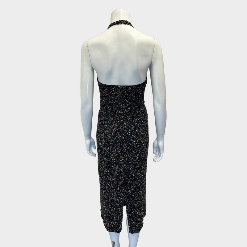 Cushnie Et Ochs black and multicoloured cotton beaded dress