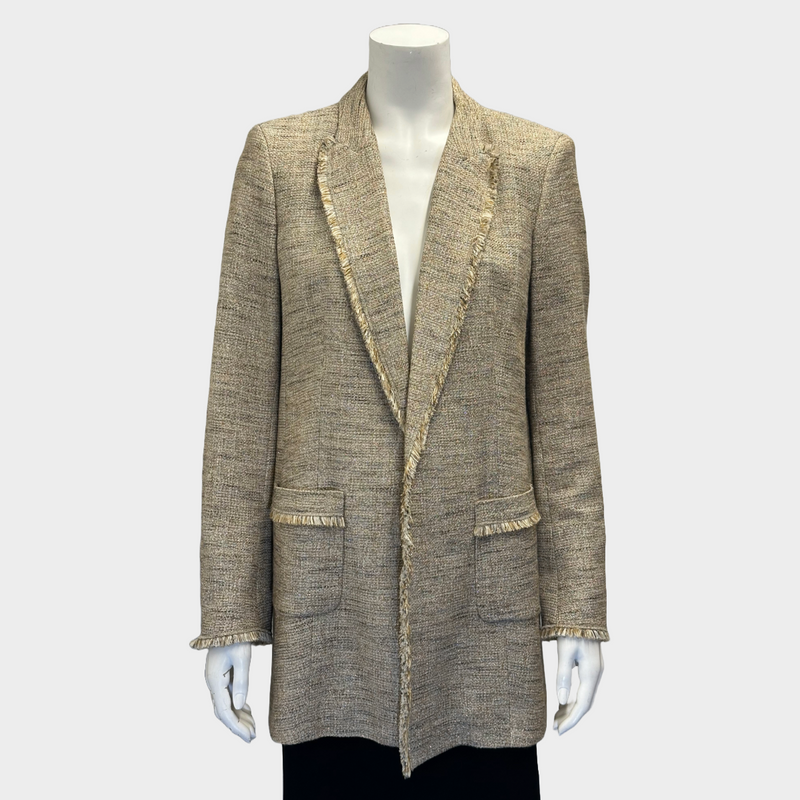 Georges Rech women's beige and gold metallic tweed blazer