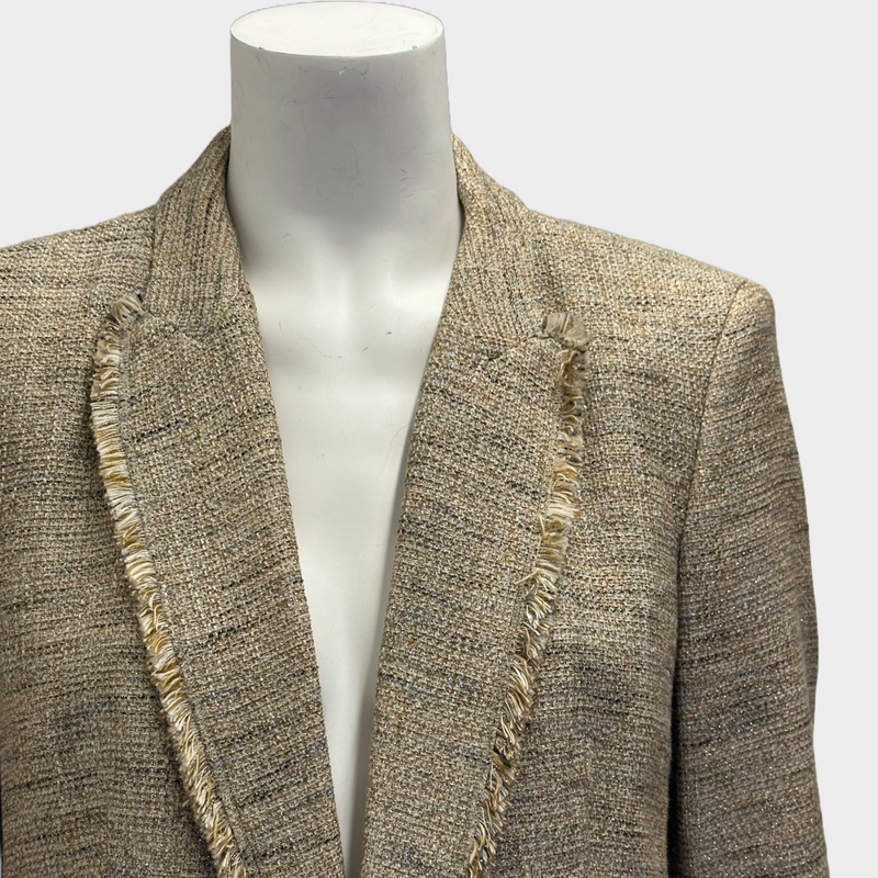 Georges Rech women's beige and gold metallic tweed blazer