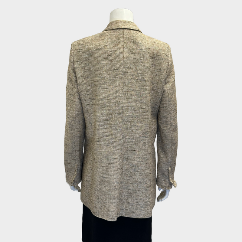 Georges Rech women's beige and gold metallic tweed blazer