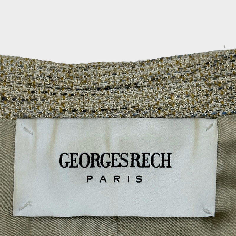 Georges Rech women's beige and gold metallic tweed blazer