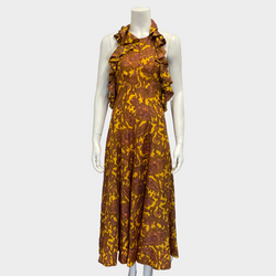 Zimmermann women's orange floral silk open-back maxi dress