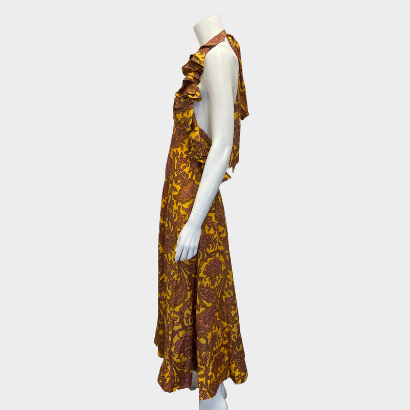 Zimmermann women's orange floral silk open-back maxi dress