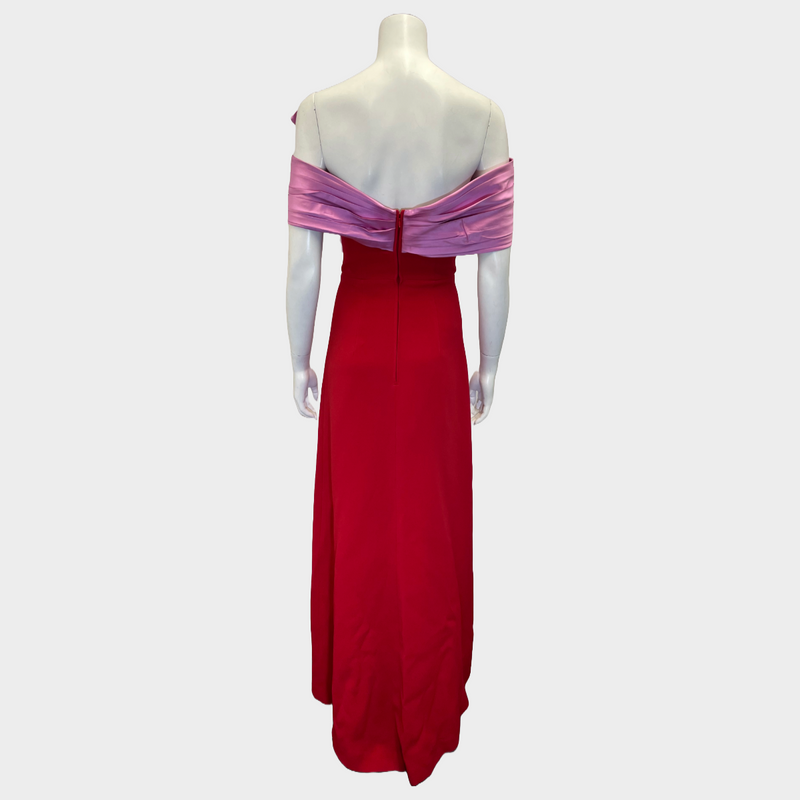 Prada women's pink and red viscose maxi strapless dress