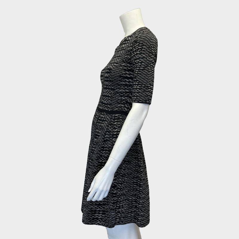 M Missoni black and white wool blend 3/4 sleeves A-line dress