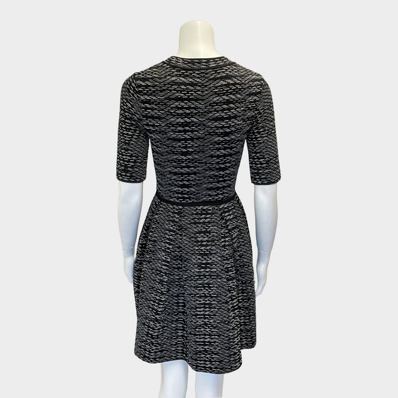 M Missoni black and white wool blend 3/4 sleeves A-line dress