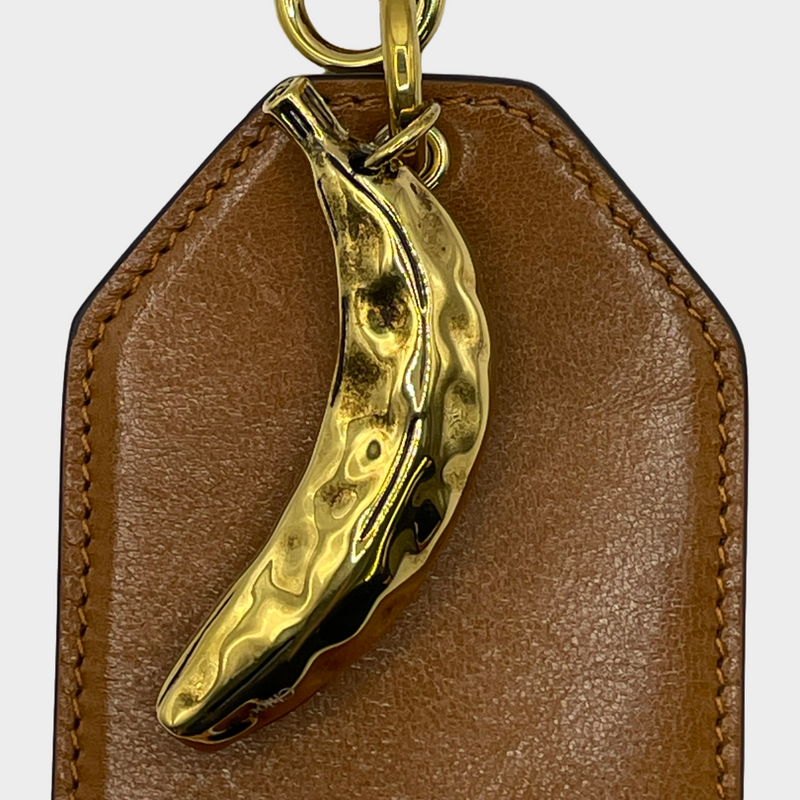 Chloe brown leather and gold metal banana pendant bag charm