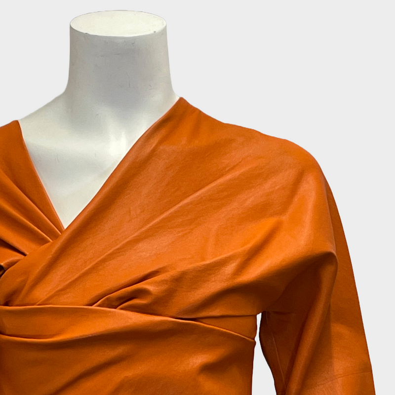 Bottega Veneta women's orange real lambskin dress