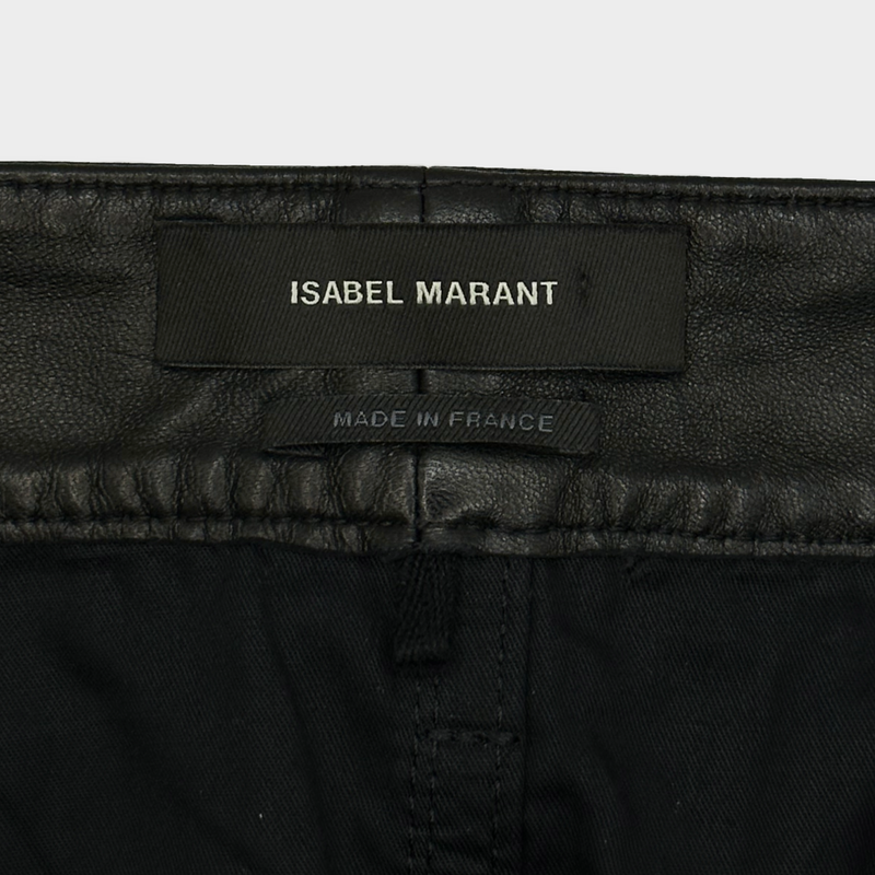 Isabel Marant women's black lambskin leather high-waisted trousers