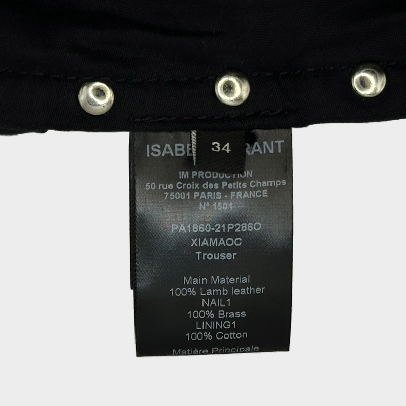 Isabel Marant women's black lambskin leather high-waisted trousers