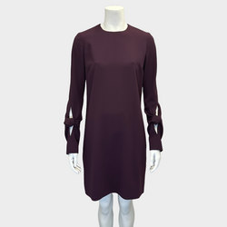 Victoria by Victoria Beckham burgundy polyester knotted long-sleeve dress