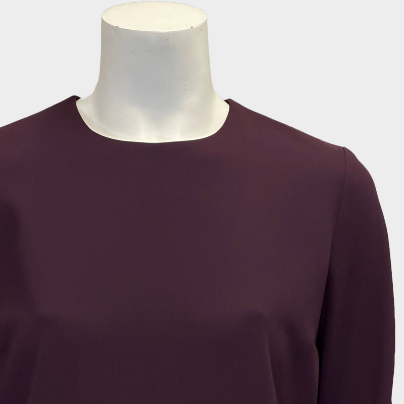 Victoria by Victoria Beckham burgundy polyester knotted long-sleeve dress