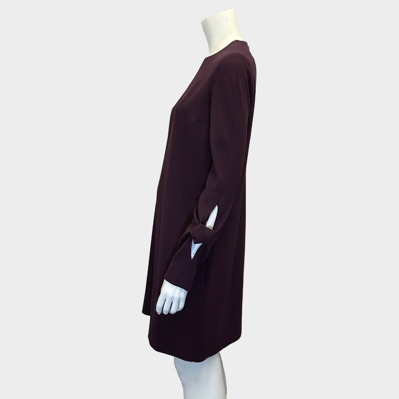 Victoria by Victoria Beckham burgundy polyester knotted long-sleeve dress