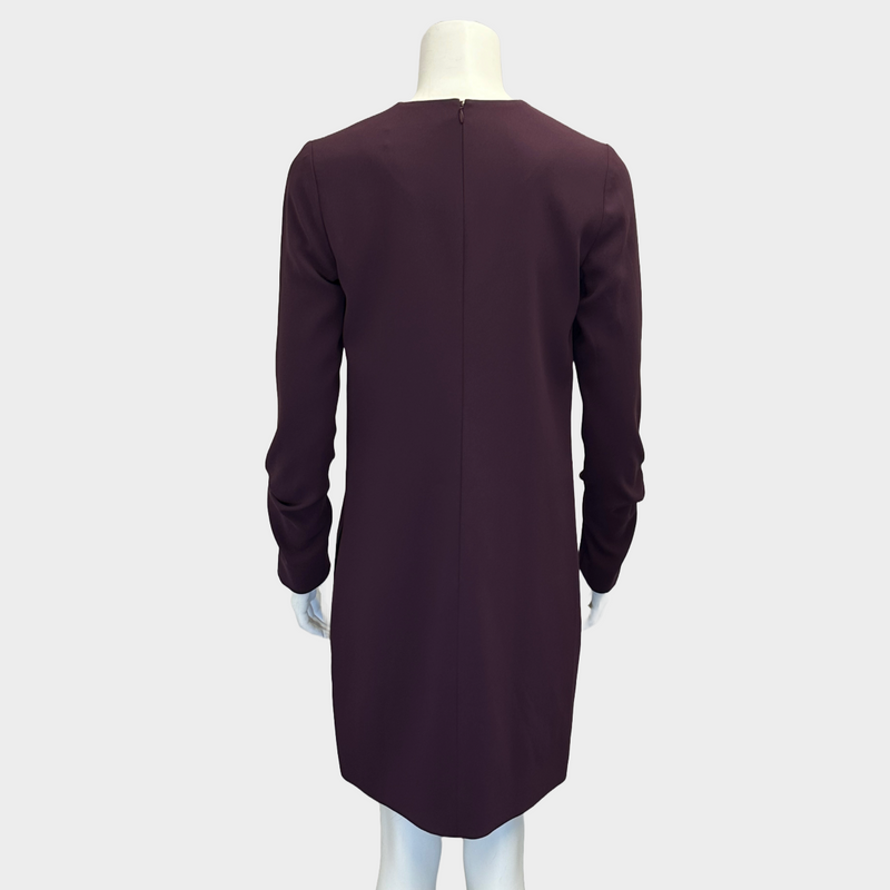 Victoria by Victoria Beckham burgundy polyester knotted long-sleeve dress