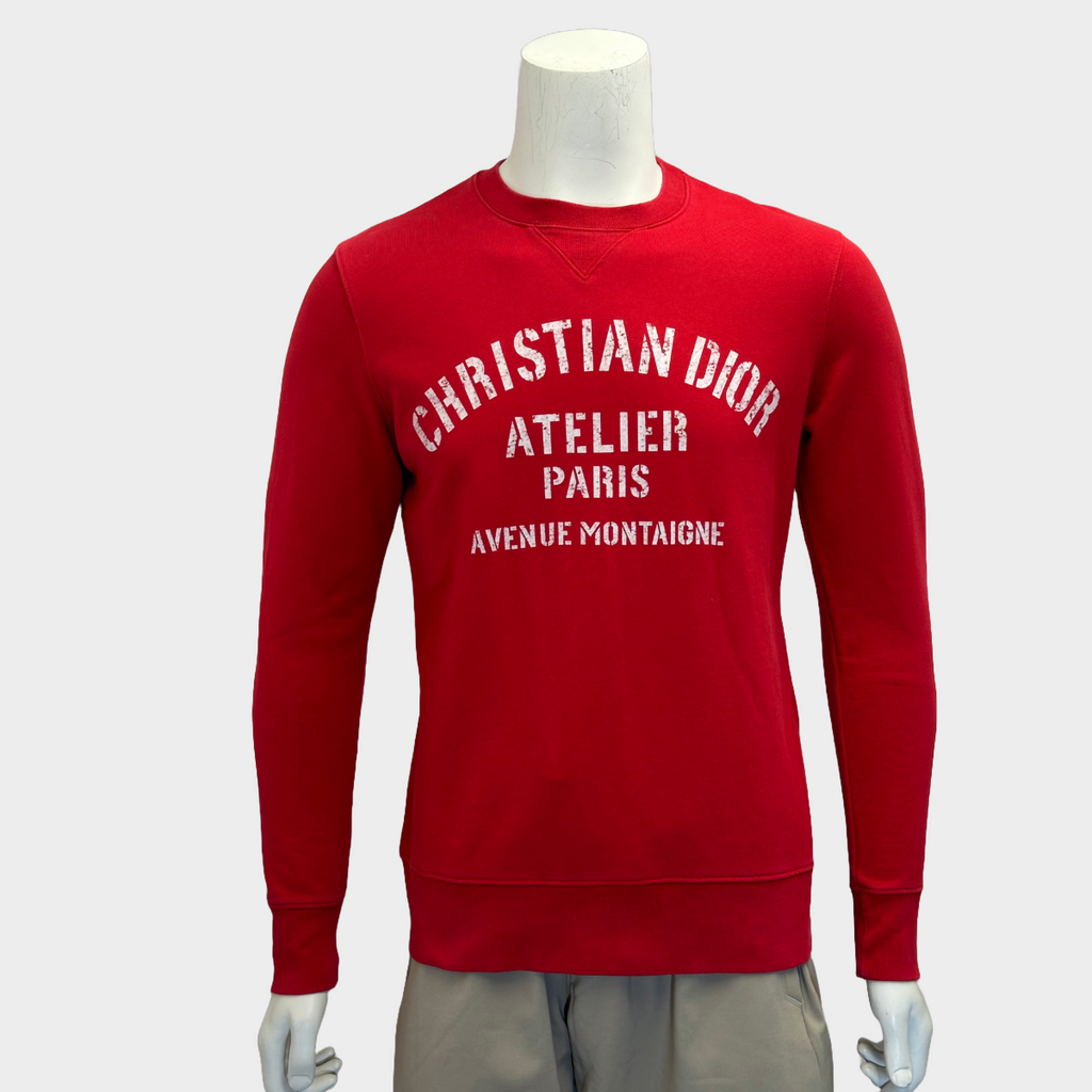 Christian Dior men's red cotton Atelier Paris logo sweatshirt