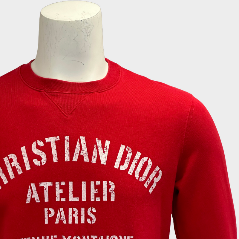 Christian Dior men's red cotton Atelier Paris logo sweatshirt